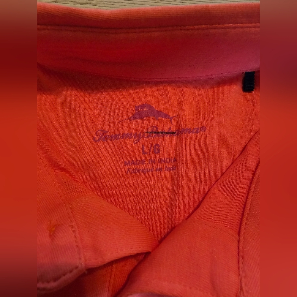 Tommy Bahama Vibrant Coral Polo Shirt, Size Large - Picture 2 of 3